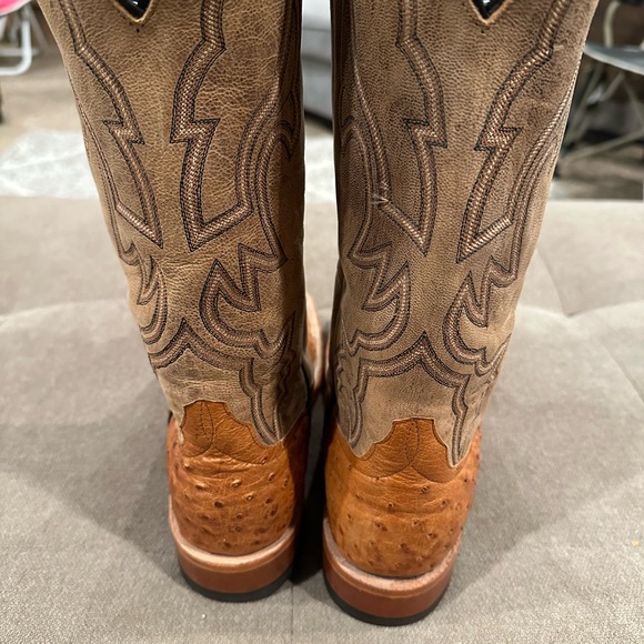 Brown Leather Cowboy Ostrich Boots Anderson Bean - Picture 2 of 6